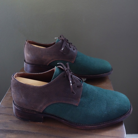 Green Canvas and Leather Esquivel Oxford Shoes main image 6